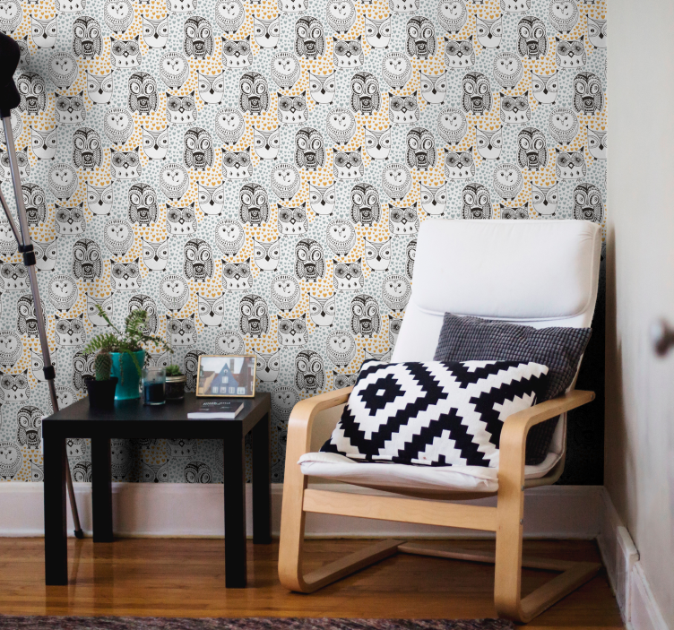 Owl Pattern Motif animals wallpaper - TenStickers