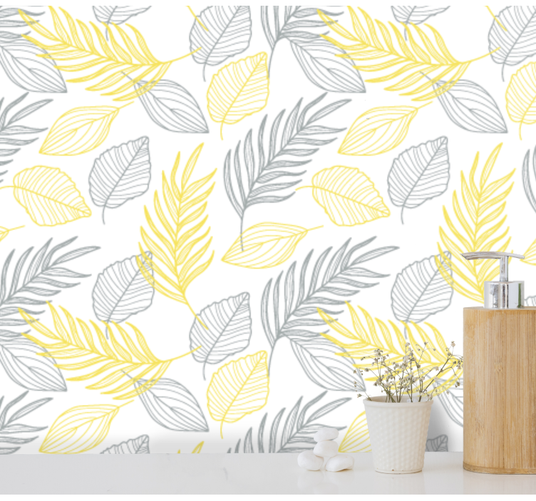 Pantone leafs pattern wallpaper - TenStickers