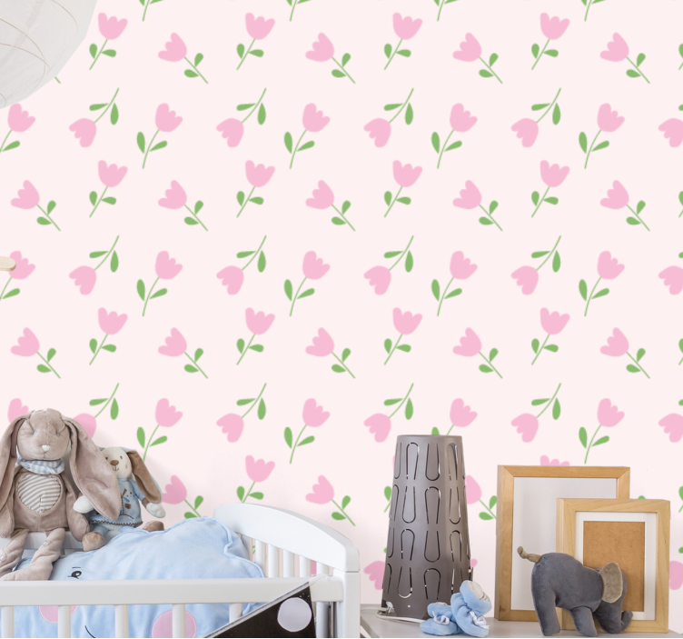 Pastel pink cute flower pattern  wallpaper - TenStickers