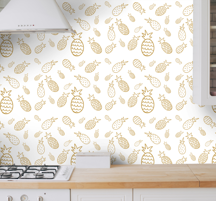 Pineapple Pattern Abstract Wallpaper - TenStickers