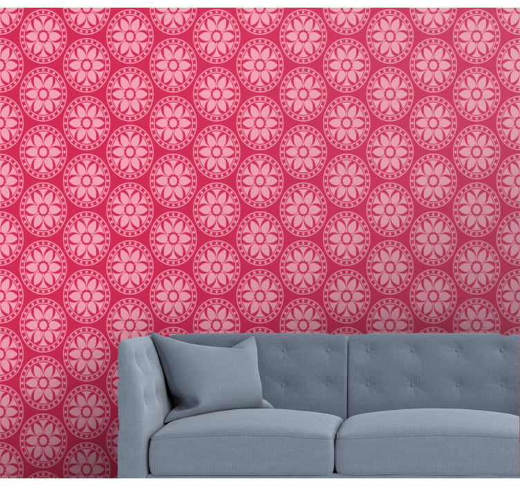 Pink Korean circles Spotty Wallpaper - TenStickers