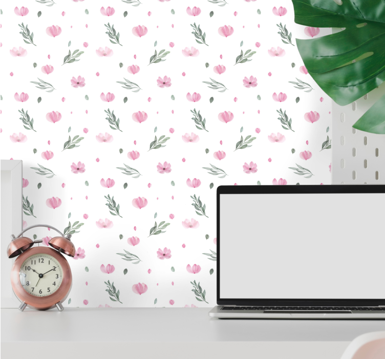 Pink little flowers Childrens Wallpaper - TenStickers