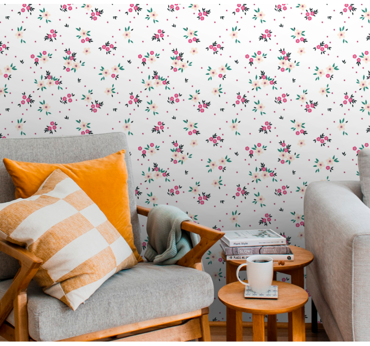Pinky flower pattern wallpaper - TenStickers