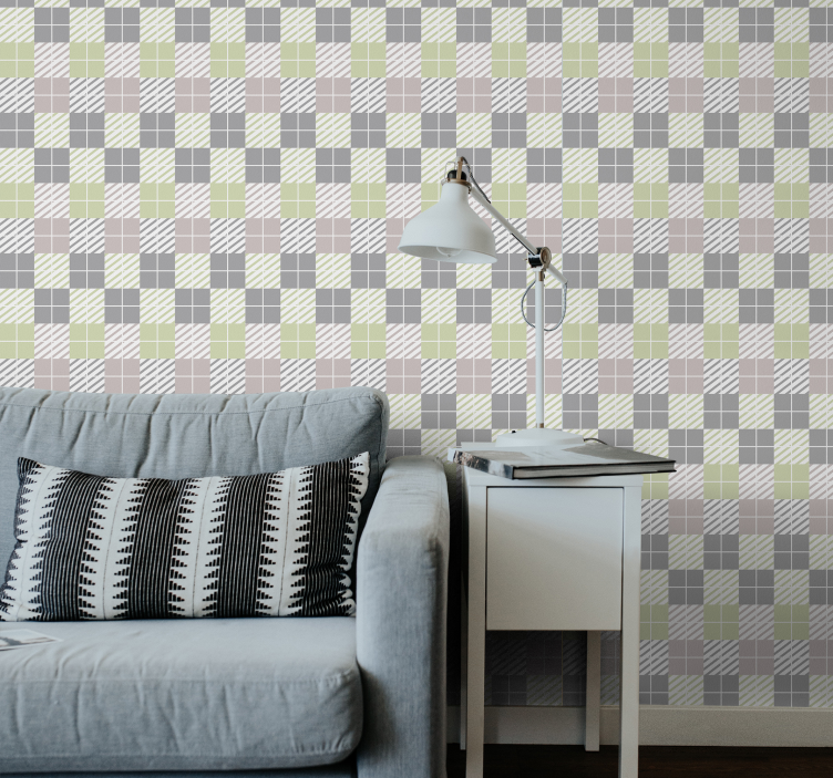 Plaid Pattern Simplicity wallpaper geometric - TenStickers