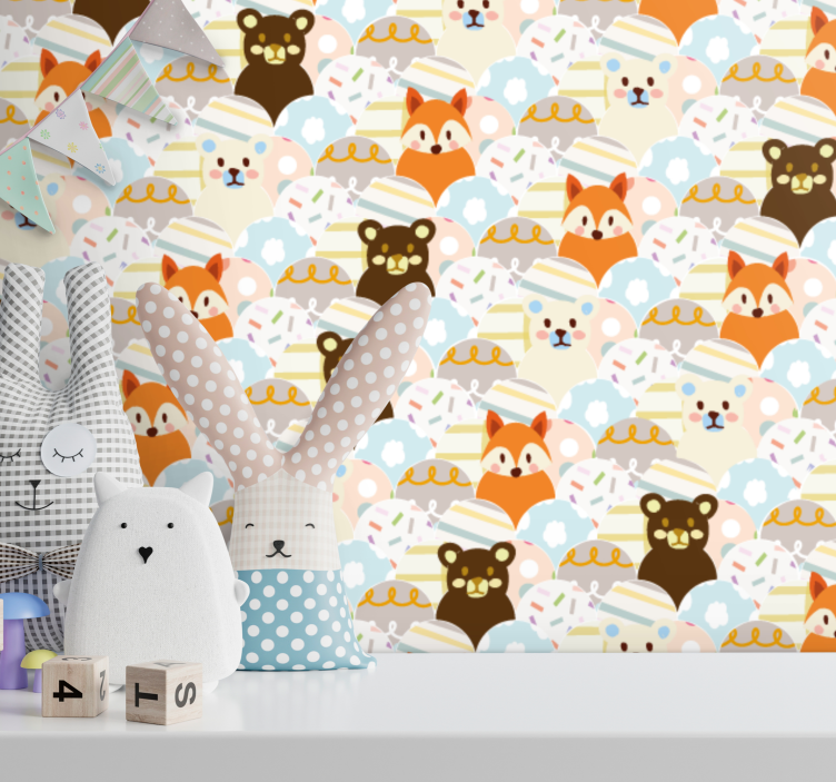 Animal Faces nursery room wallpaper - TenStickers