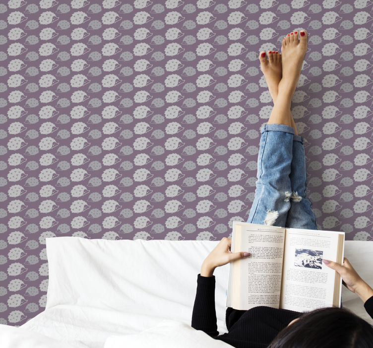 Purple hedgehog pattern animals wallpaper - TenStickers