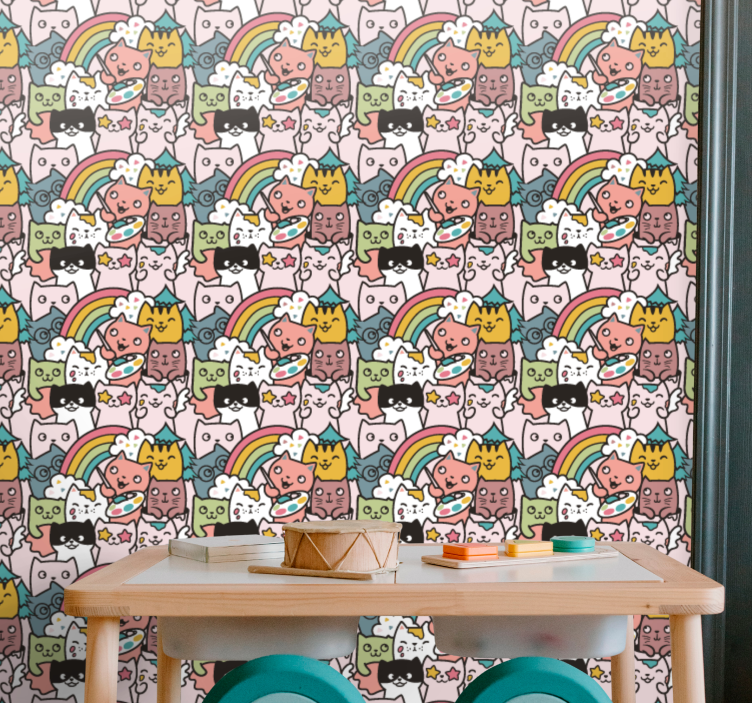 Playful Cat Unicorns nursery room wallpaper - TenStickers