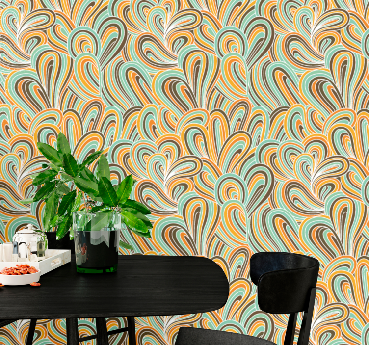 Pop colour waves Vintage Wallpaper - TenStickers