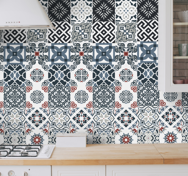 Portuguese vintage tiles pattern kitchen wallpaper - TenStickers