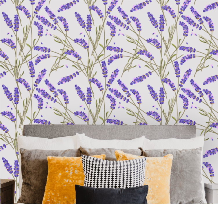 Provencal style lavender pattern  wallpaper - TenStickers