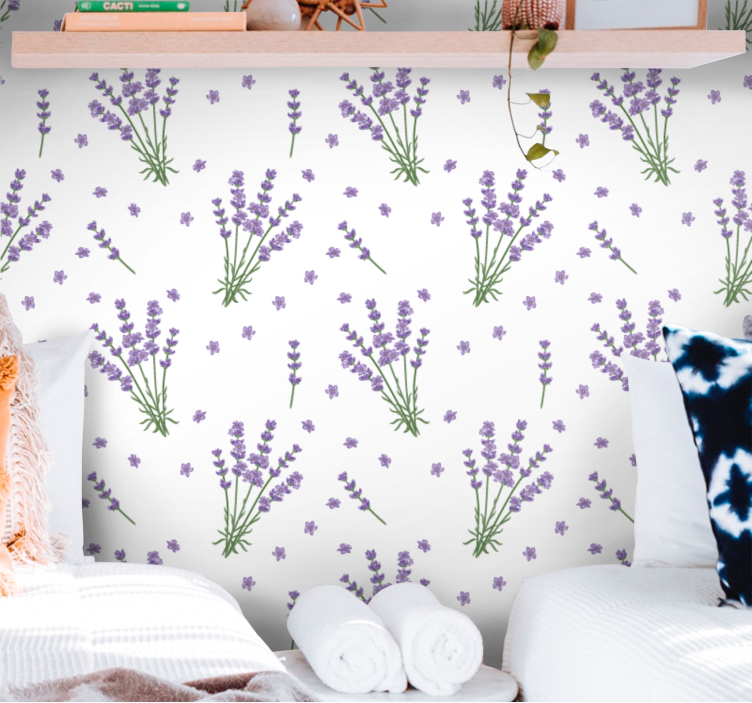 Provencal style small lavender petals wallpaper - TenStickers
