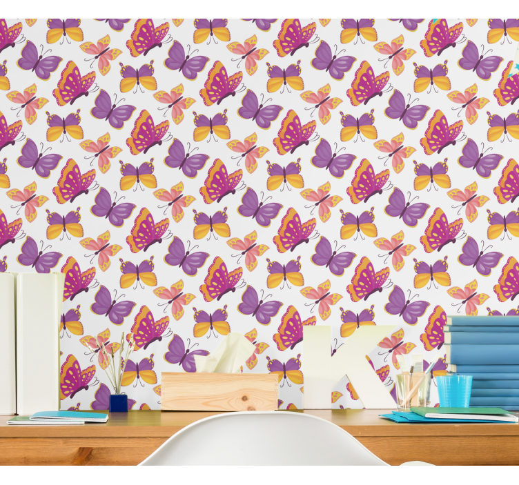 Purple Shades butterflies wallpaper - TenStickers