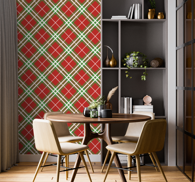 Red and green Scottish tartan classic wallpaper - TenStickers