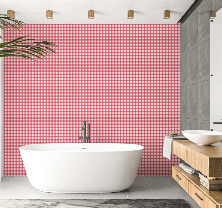 Red checked decoration kitchen wallpaper - TenStickers