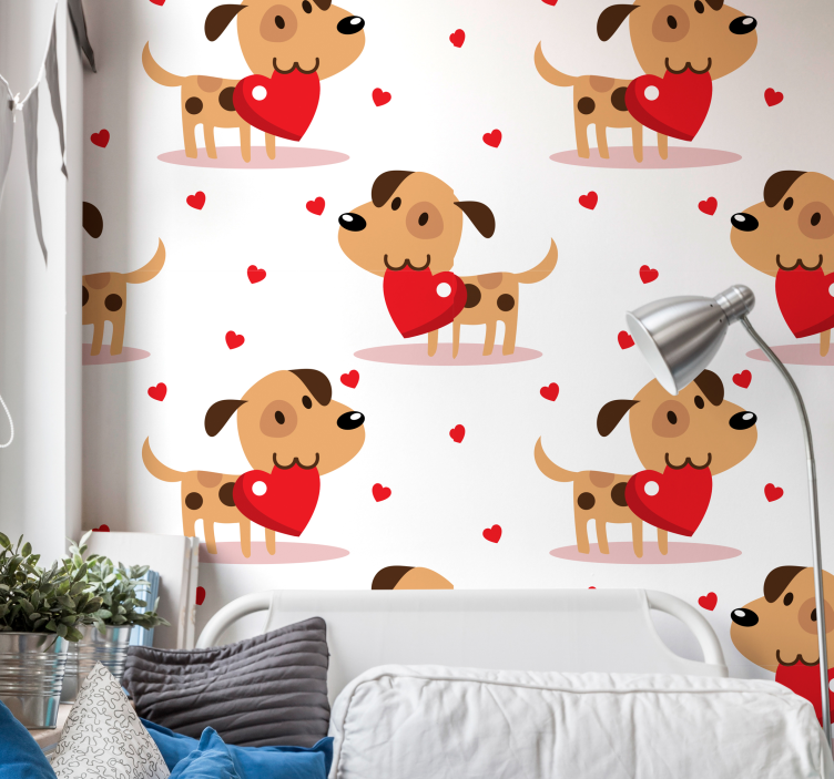 Red dogs animal wallpaper - TenStickers