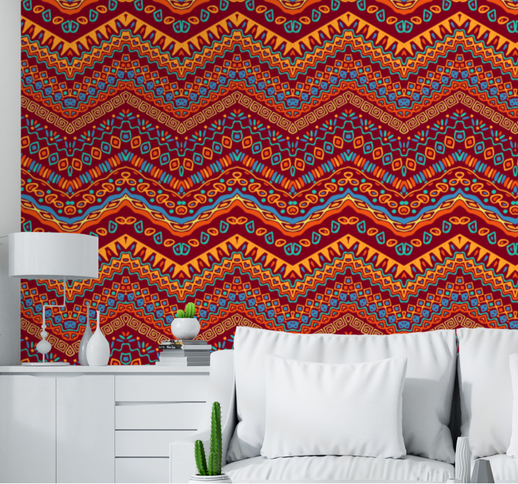 Red tribal patterns abstract wallpaper - TenStickers