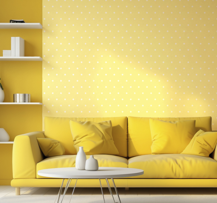 Dots on yellow background spotty wallpaper - TenStickers