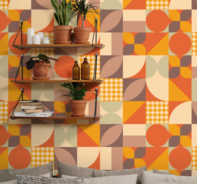 Retro Geometric Shapes wallpaper geometric - TenStickers