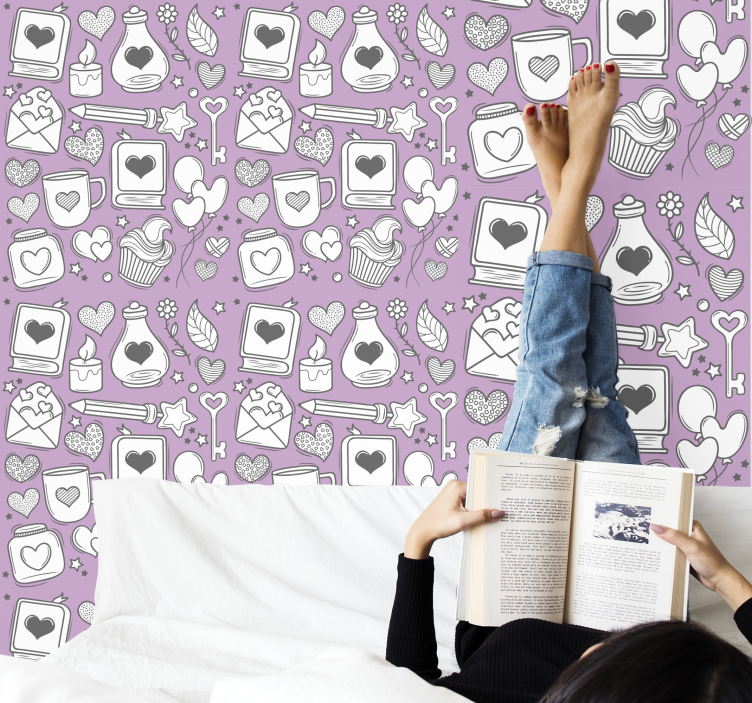 Romance books teen bedroom wallpaper - TenStickers