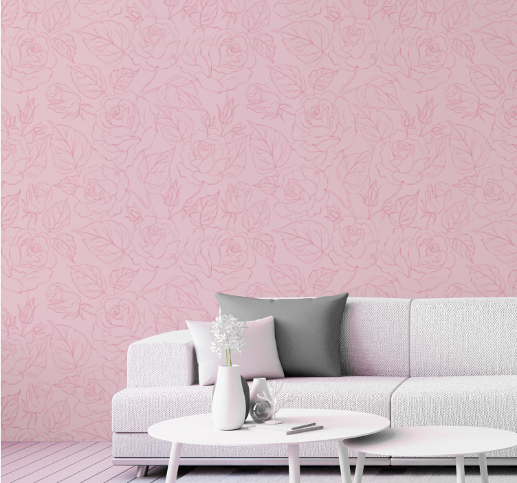 Romantic-style rose design Flower Wallpaper - TenStickers