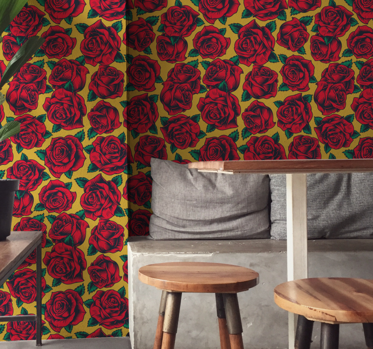 Rose Patterned Design flowers wallpaper - TenStickers