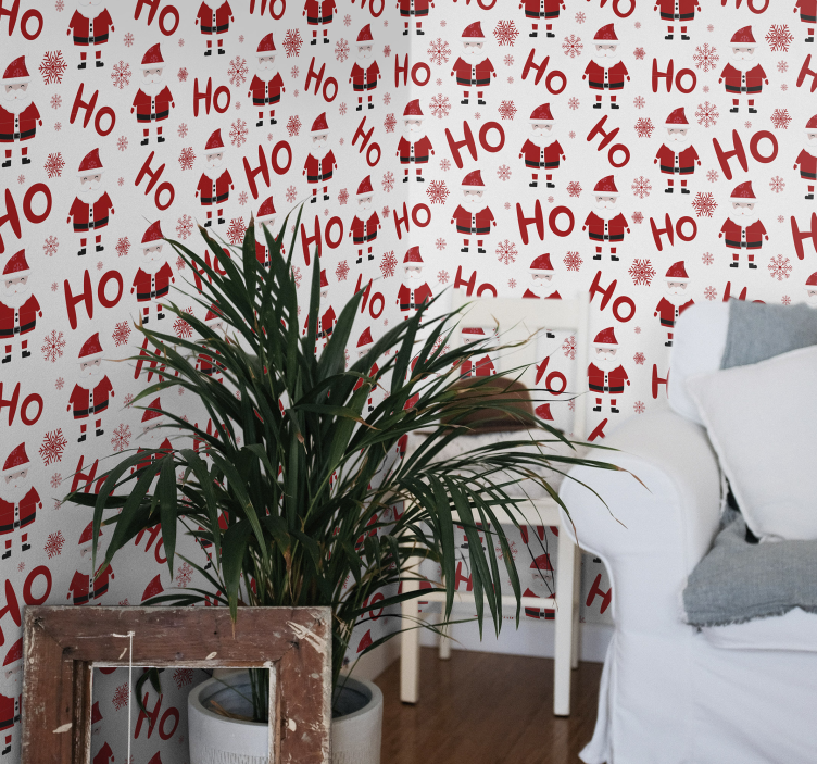Santa Claus and HoHoHo pattern Wallpaper - TenStickers