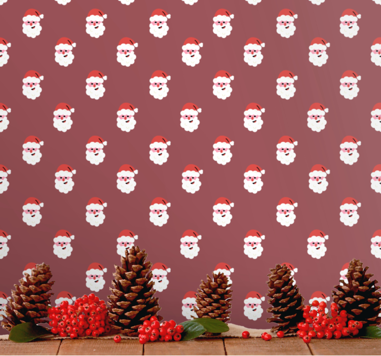 Santa Claus red pattern Christmas Wallpaper - TenStickers