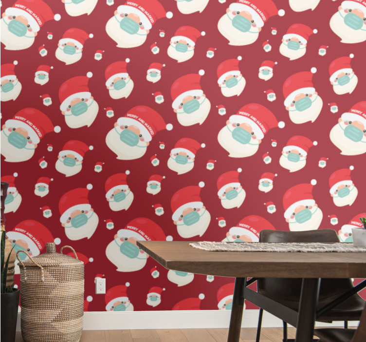 Santa Pattern holiday christmas wallpaper - TenStickers
