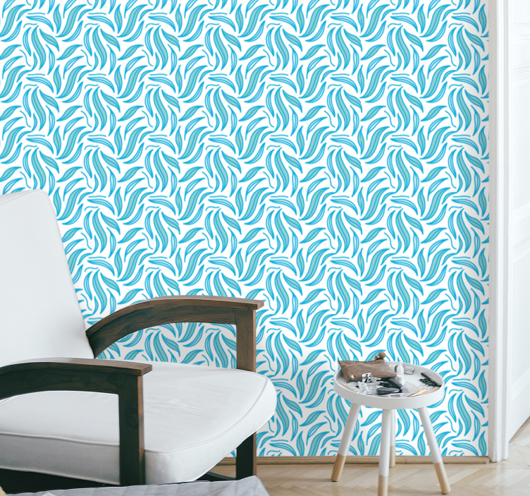 Seamless blue leaves leaf wallpaper - TenStickers