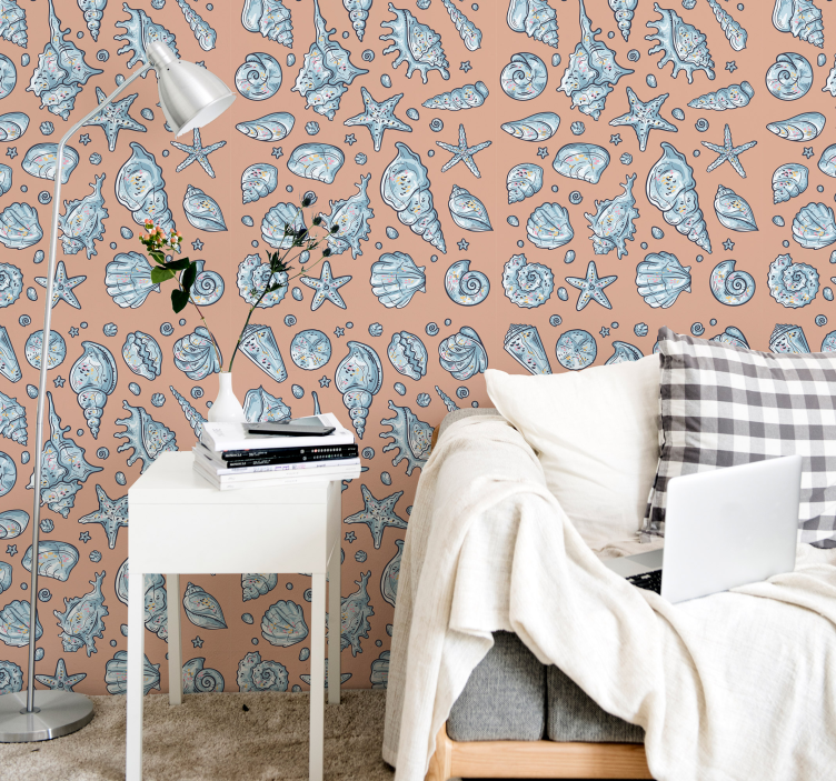 Seashell Sketches Shell Wallpaper - TenStickers