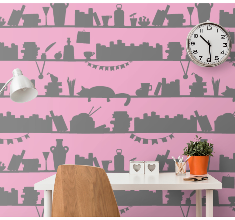 Objects on Shelves home office wallpaper - TenStickers