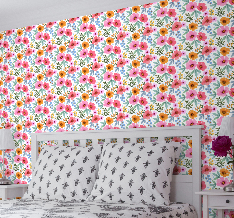 Small colorful pattern flowers wallpaper - TenStickers