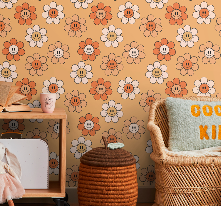 Smiling Floral Pattern flowers wallpaper - TenStickers