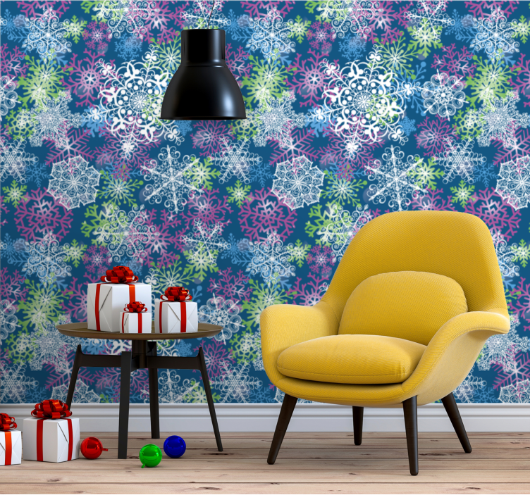 Snowflake Ensemble holiday christmas wallpaper - TenStickers