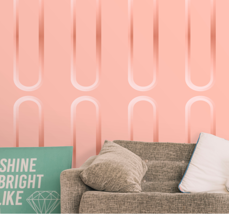 Pink soft curved lines abstract wallpaper - TenStickers