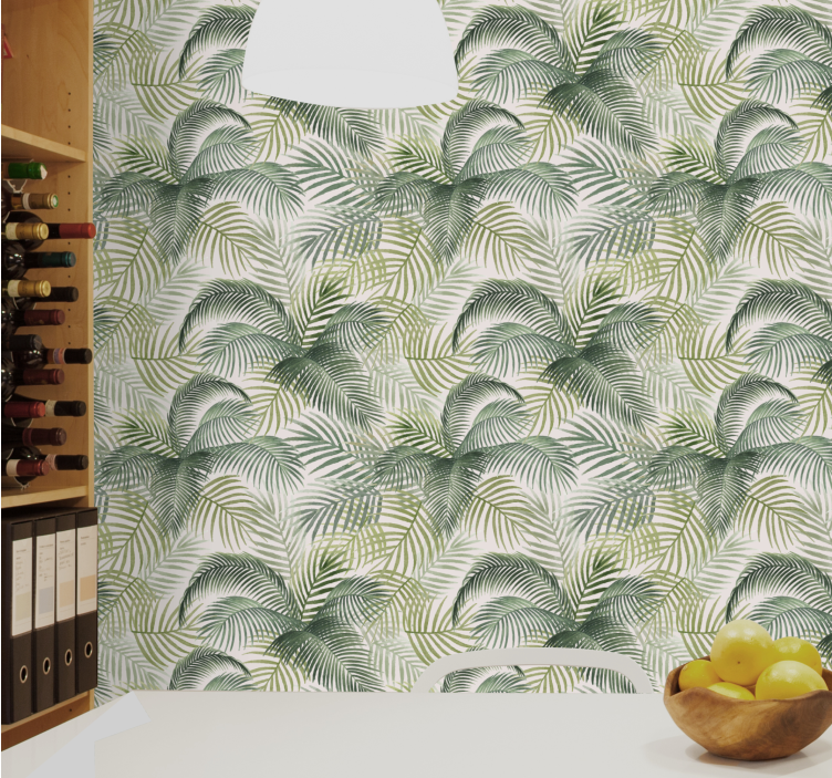 Soft exotic leaves jungle themed wallpaper - TenStickers