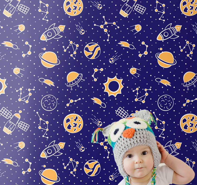 Space and rockets children version wallpaper - TenStickers