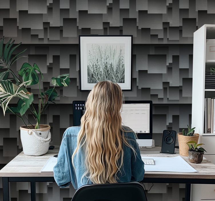 Squares design black wallpaper - TenStickers