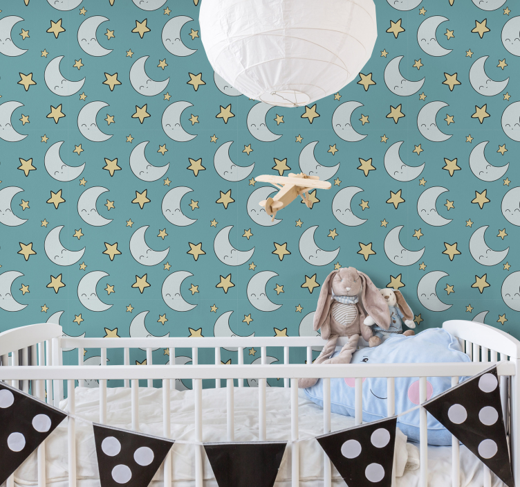 Stars and moon Childrens Wallpaper - TenStickers