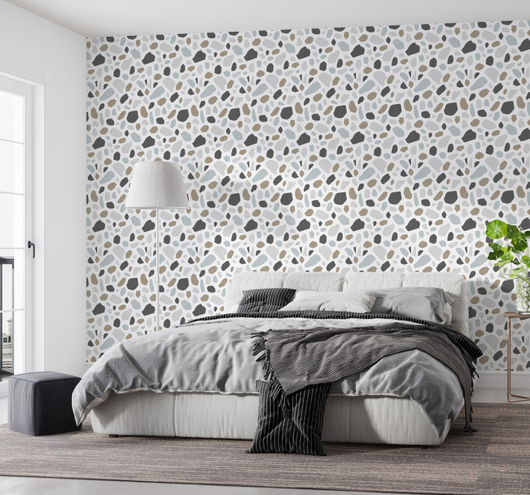 Stone effect wallpaper gray terrazzo - TenStickers