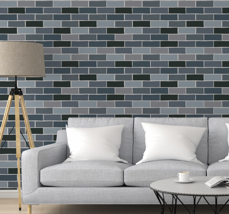 Stone gray bricks ornamental bathroom wallpaper - TenStickers