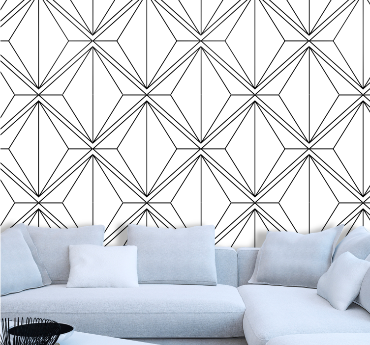 Stylised diamond shapes wallpaper geometric - TenStickers