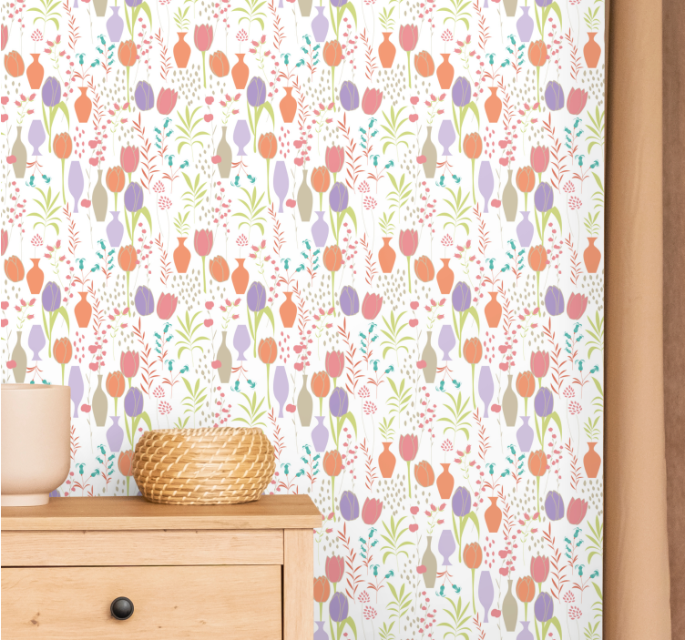 Stylized Floral Patterns flowers wallpaper - TenStickers