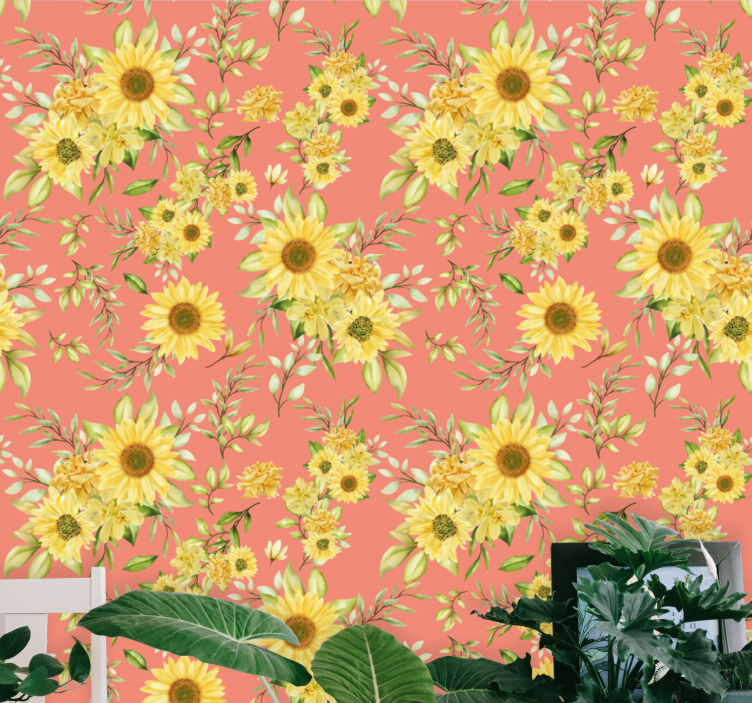 Sunflower Blossoms flowers wallpaper - TenStickers
