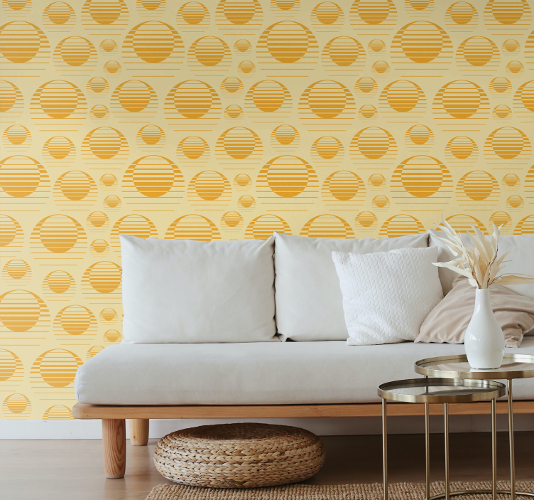 Sunlit yellow pattern retro wallpaper - TenStickers