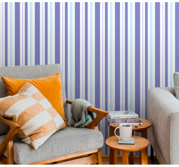 Thin vertical blue stripes vertical wallpaper - TenStickers