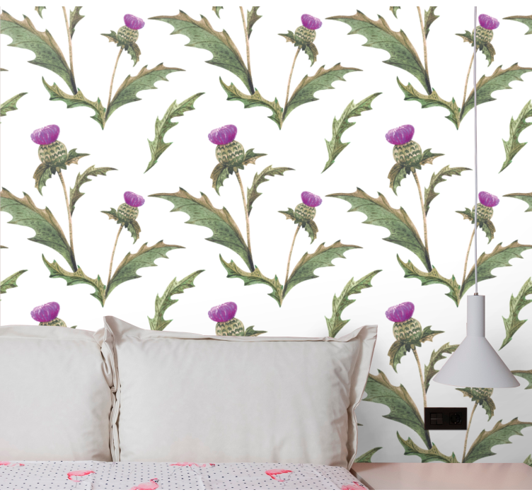 Thistle Motif Design leaves wallpaper - TenStickers