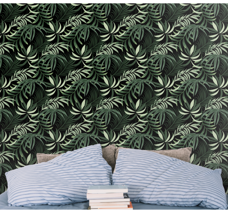 Tropical foliage arrangement jungle themed wallpaper - TenStickers