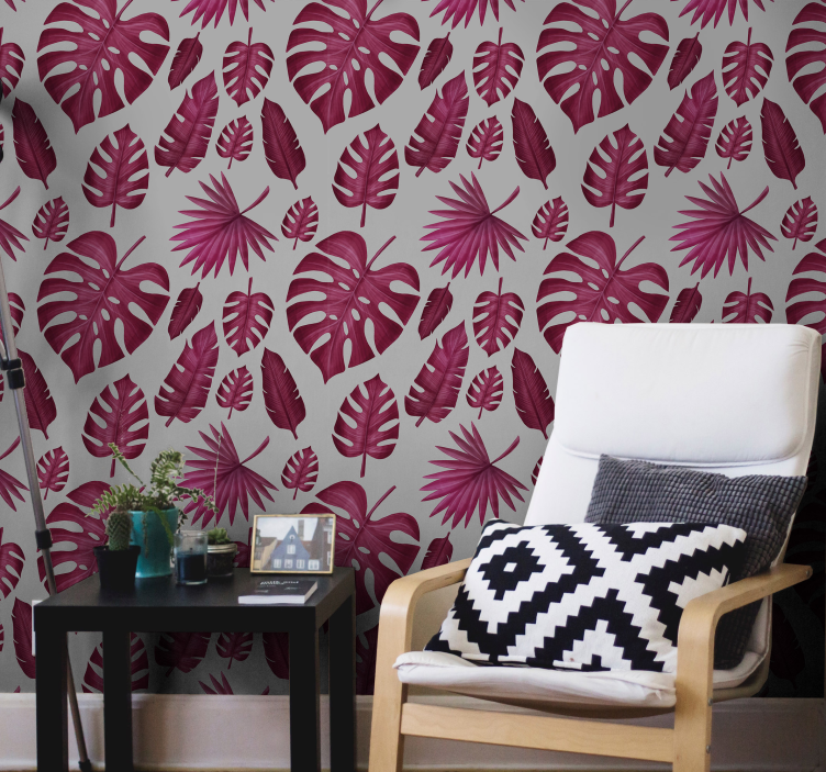 Tropical Leaf Pattern leaves wallpaper - TenStickers