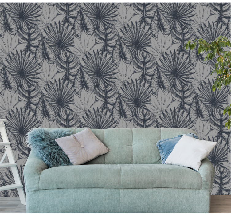 Tropical Motif living area wallpaper - TenStickers